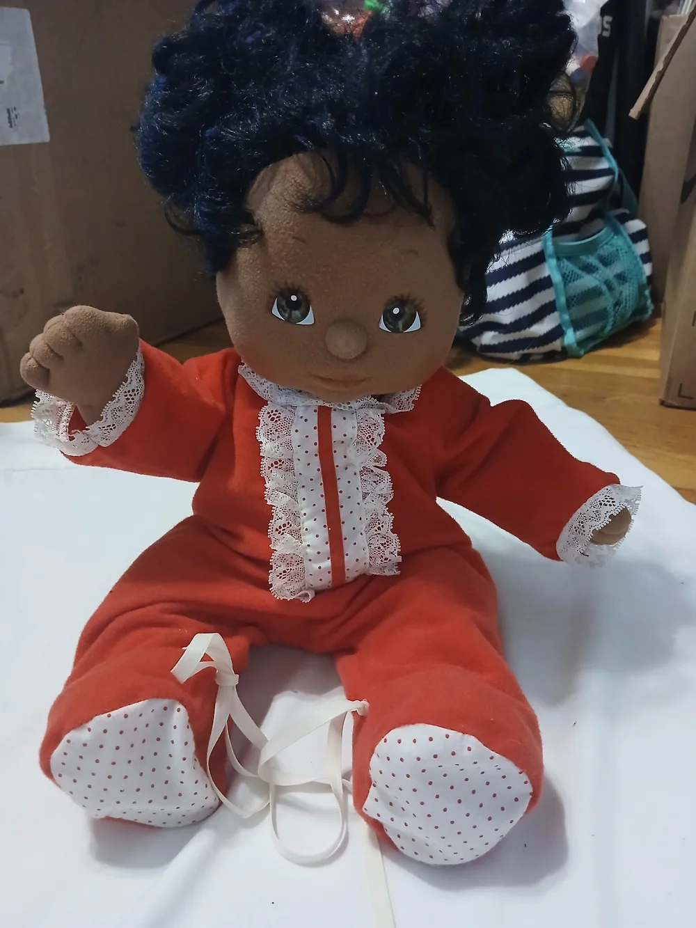 My Child Baby Doll African American Black Hair Red Suit Vintage - Picture 3 of 12